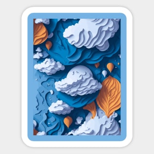 3D Clouds Quilled Paper Design Sticker